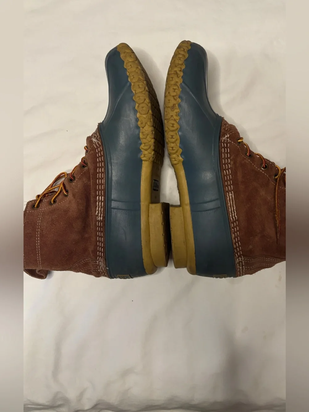 Vintage L.L.Bean Boots Men’s 10M Brown Suede Blue Rubber Duck Boots USA